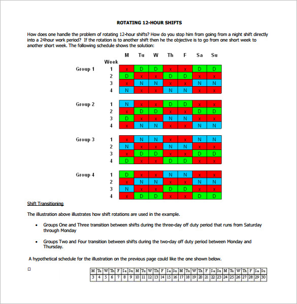 12 Hour Shift Schedule Template – 7+ Free Word, Excel, PDF Format 