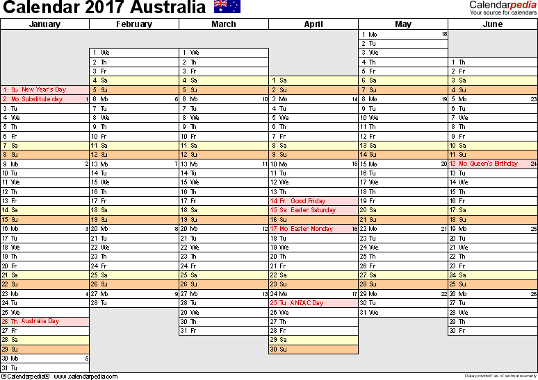 2017 Calendar Download 17 free printable Excel templates (.xls)