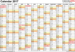 Excel Calendar 2017 (UK): 16 printable templates (xls/xlsx, free)