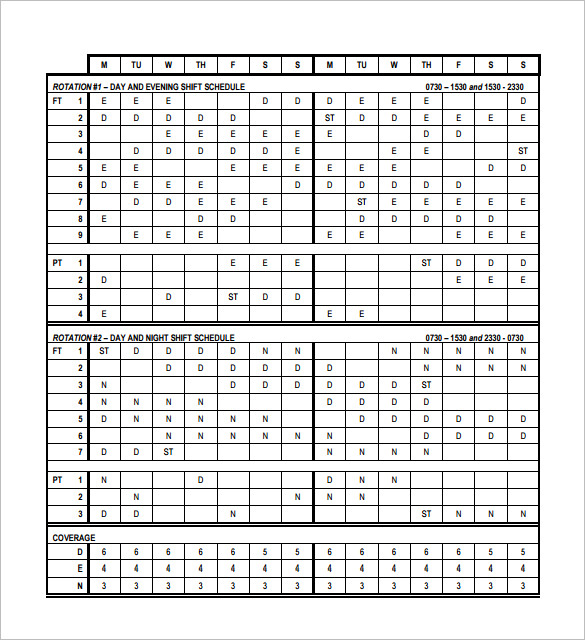 Rotating/Rotation Shift Schedule Template – 10+ Free Word, Excel 