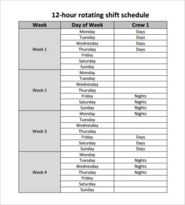 schedule weekly template