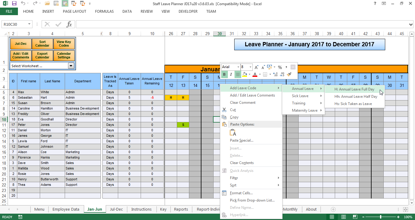 Anual Leave Planner Template: Manage Staff Leave with this Excel 