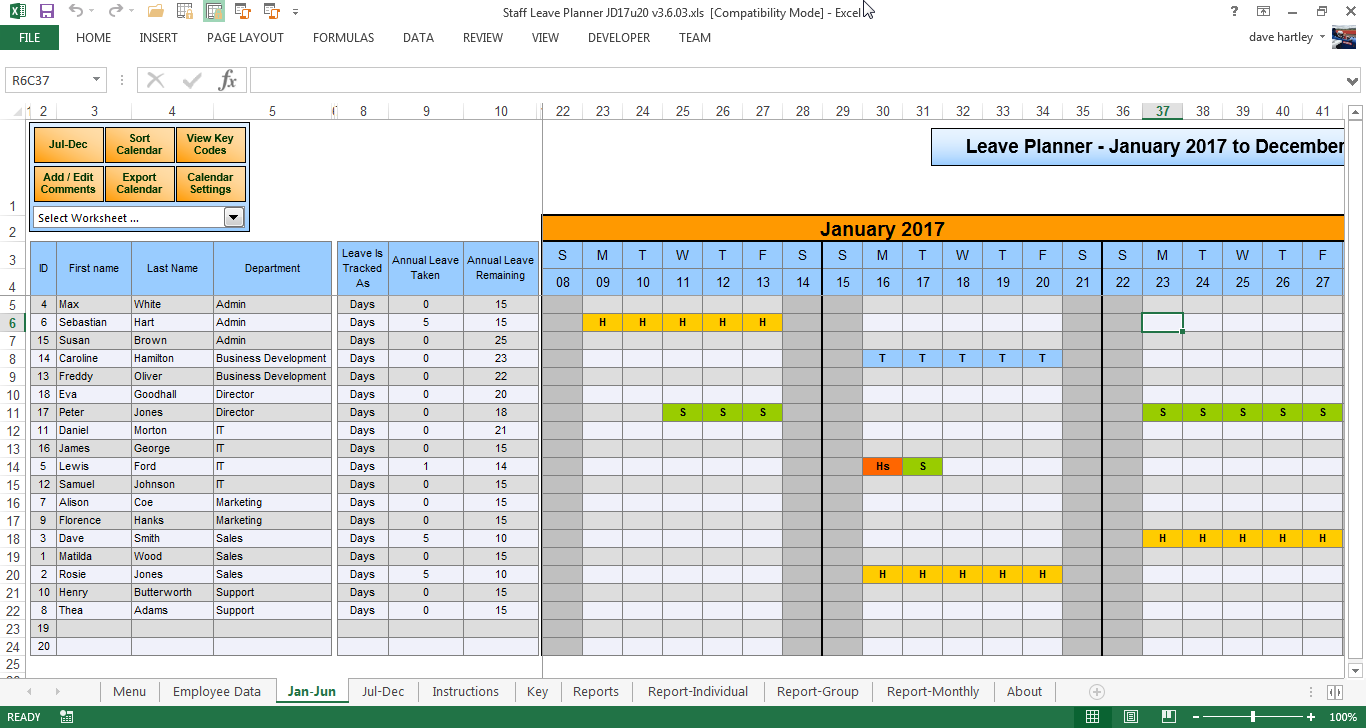 Anual Leave Planner Template: Manage Staff Leave with this Excel 