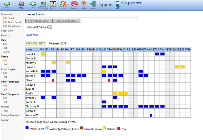 Flexi Time System features