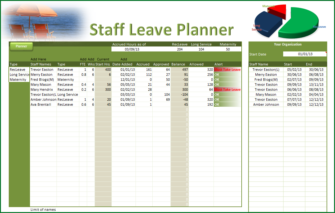 Anual Leave Planner Template: Manage Staff Leave with this Excel 