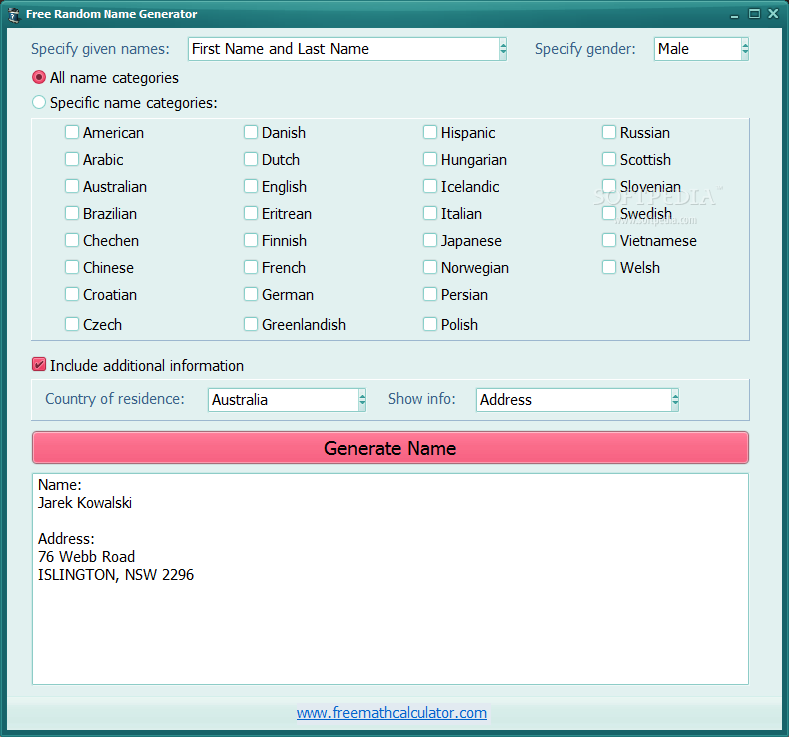 Free Random Name Generator Download