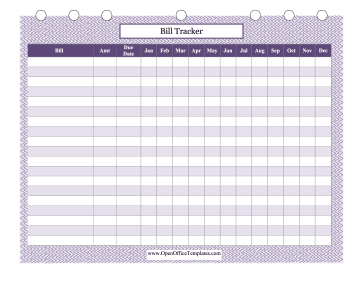 Bill Organizer OpenOffice template