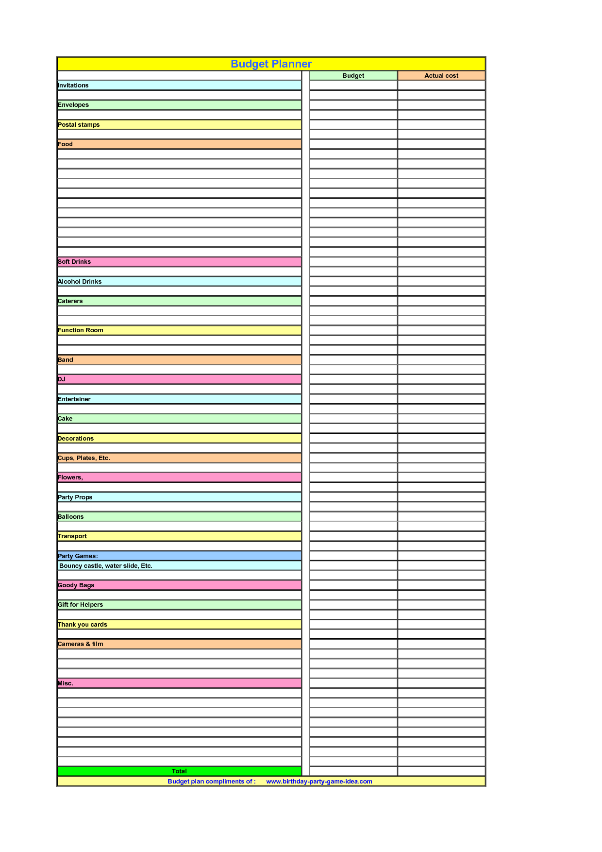 Printable Budgets