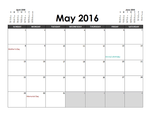 2017 Excel Calendar Planner Free Printable Templates