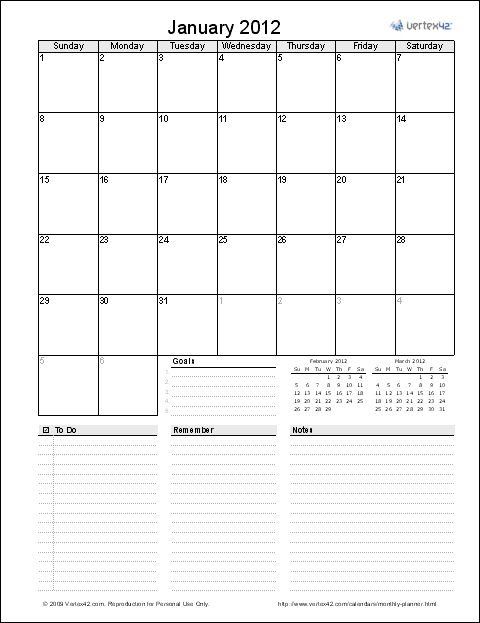 Monthly Planner Template Free Printable Monthly Planner for Excel