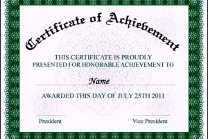 Certificate of Achievement Wording Example | TemplateZet