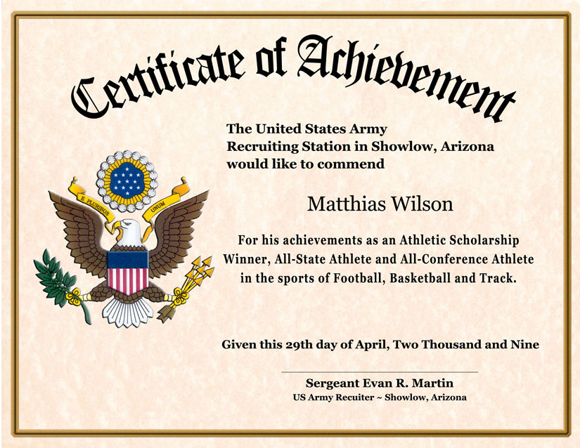 Custom Designed Military Certificates