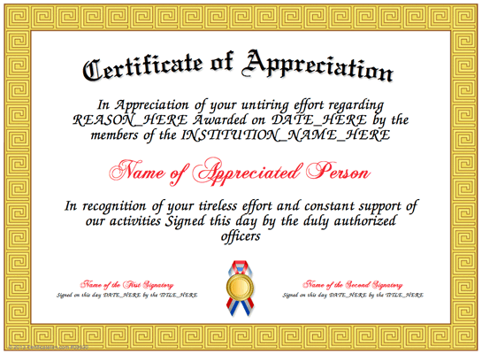 Certificate of Appreciation Freeology