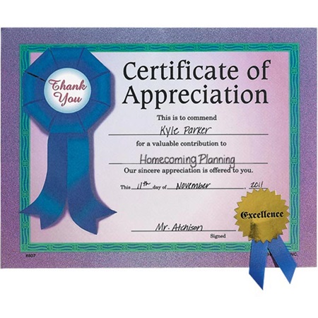 Very Simple Certificate of Appreciation Template Example with 