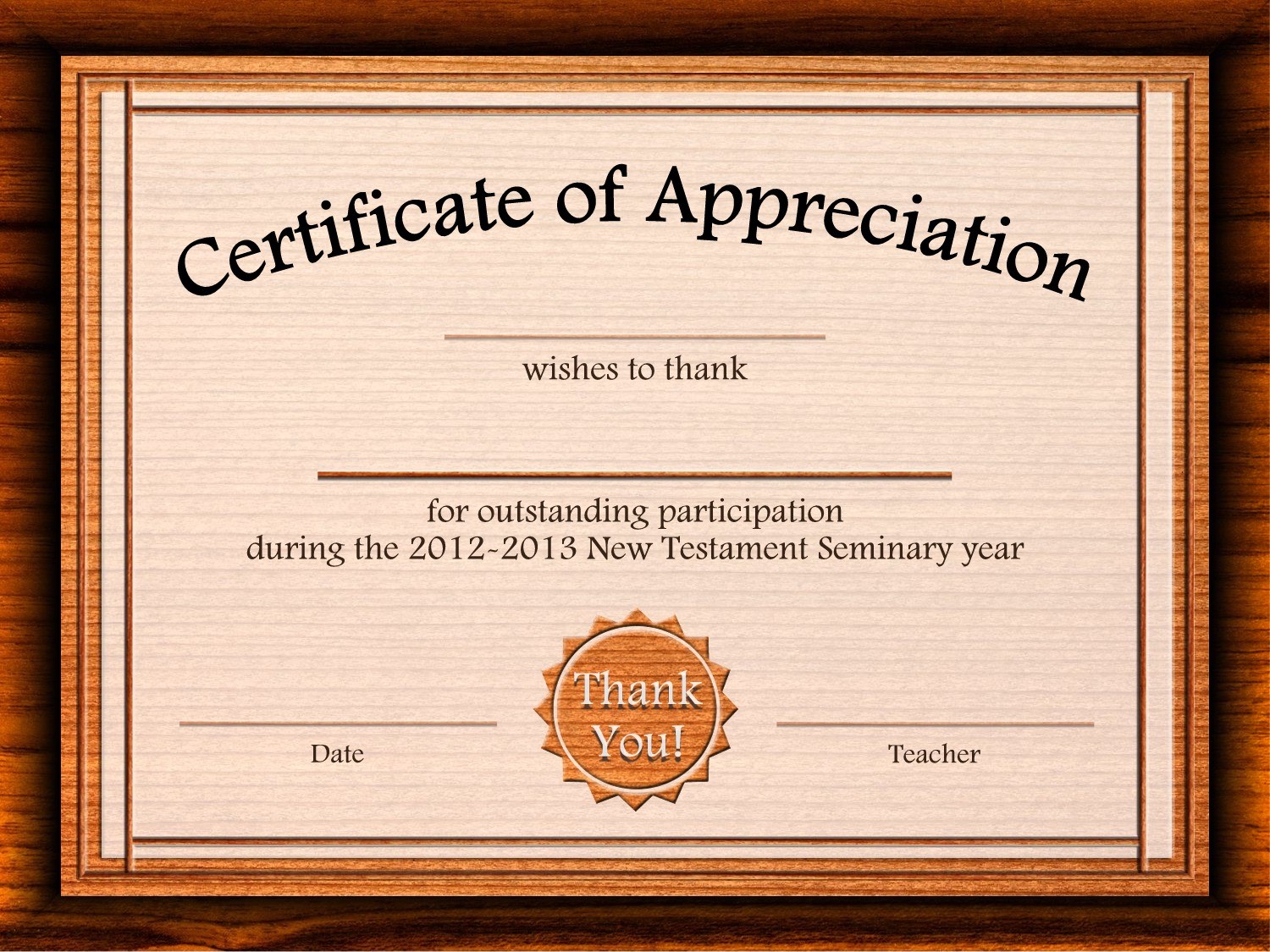 certificate of appreciation template