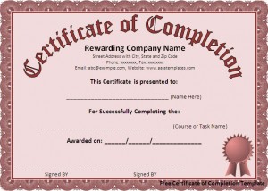 7 Free Certificate of Completion Templated Excel PDF Formats