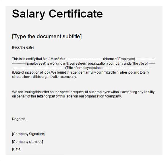 Salary Certificate Template 28+ Free Word, Excel, PDF, PSD 