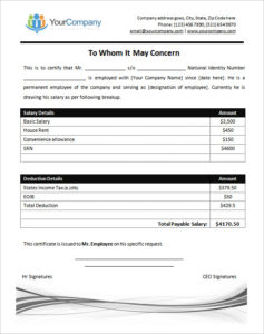 sample of certificate of employment