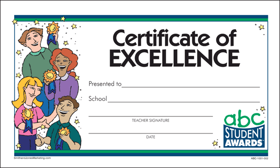 Certificate of Excellence [ABC 1001 002] $3.95 : ABC Student 