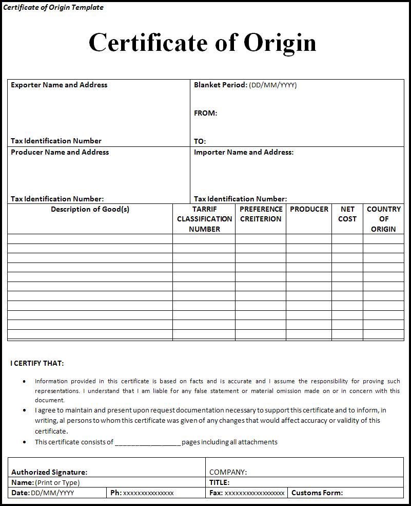 Professional Certificate Of Origin Nafta Form : Vlcpeque