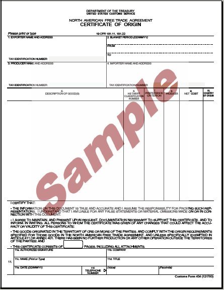 Certificate of Origin | Customs Forms | International Services 