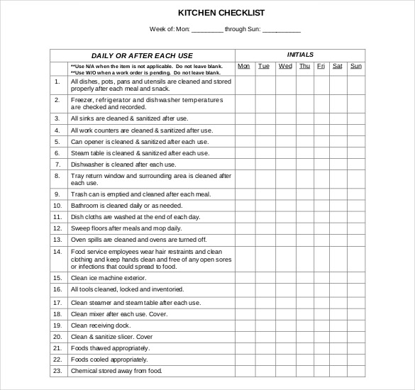 Kitchen Cleaning Schedule Template 3 Free Word, PDF Documents 