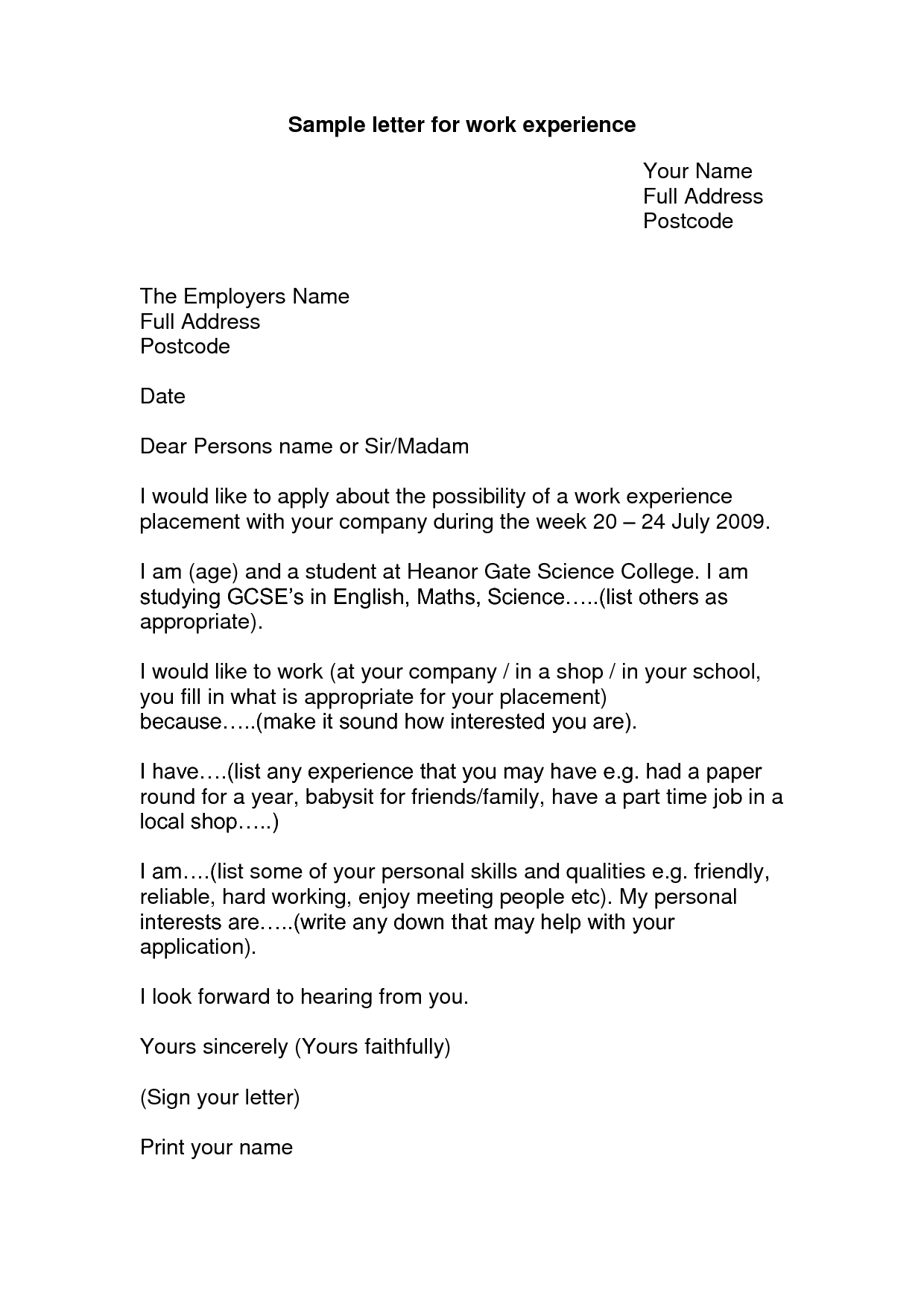 work experience letter example Google Search | Looking for jobs 