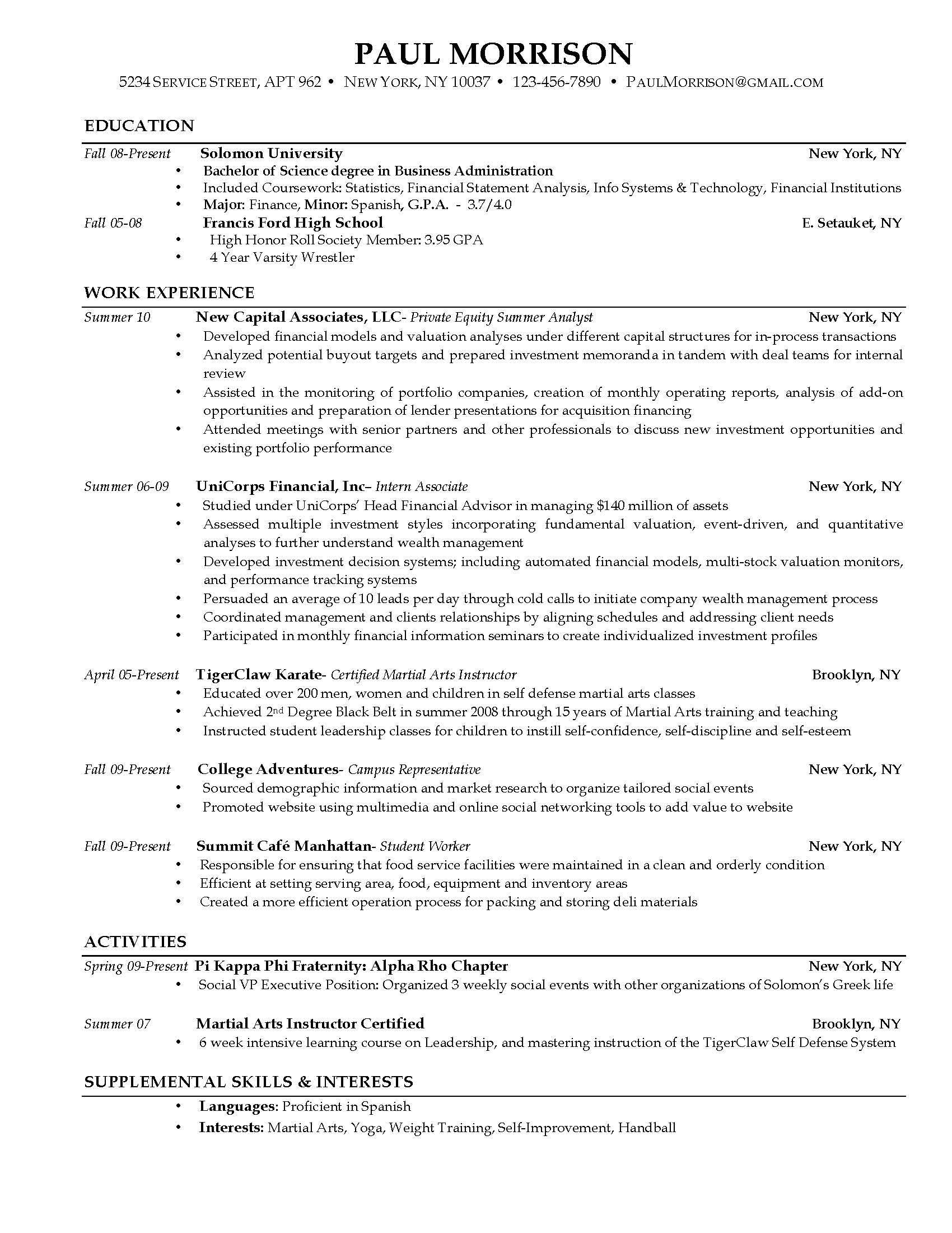 Current College Student Resume | berathen.Com