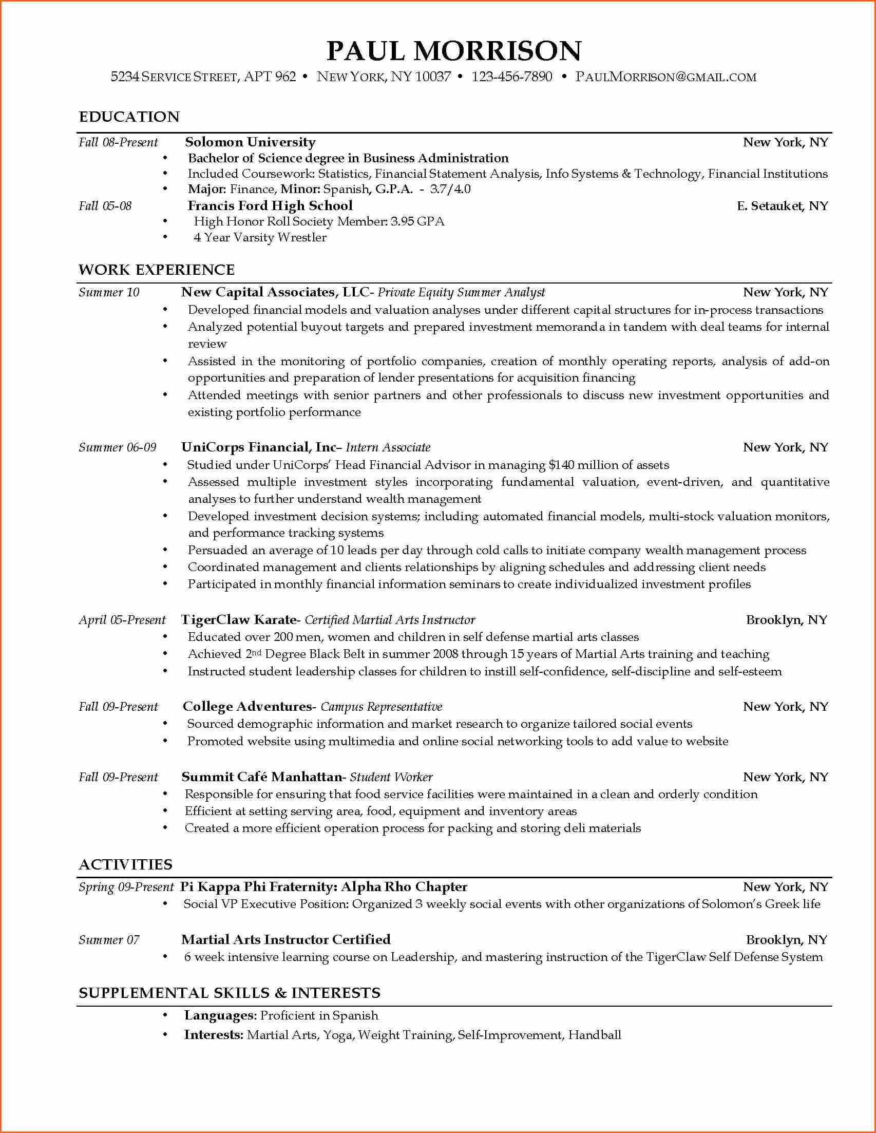 Spectacular Inspiration College Graduate Resume Sample 14 Current 