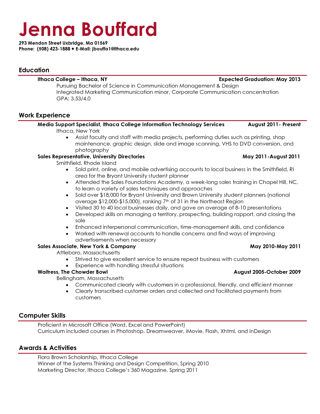 College Student Resume Example Sample http://.jobresume 