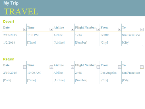 Trip Planner Office Templates