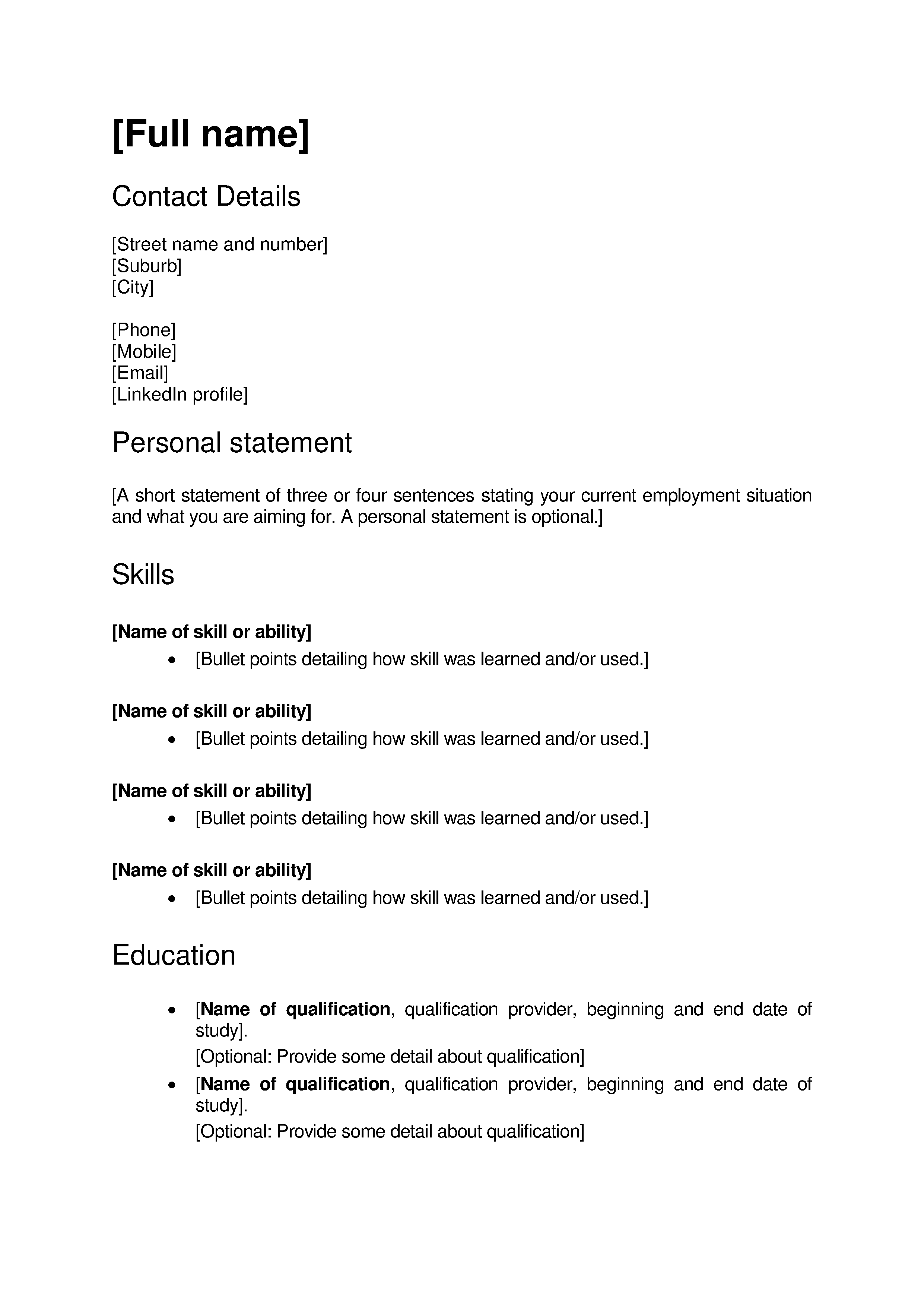 Cv Builder Nz Planner Template Free