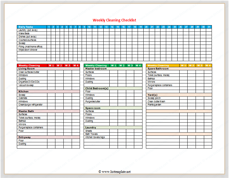 Office Cleaning Schedule Templates 7+ Free Word, PDF Format 
