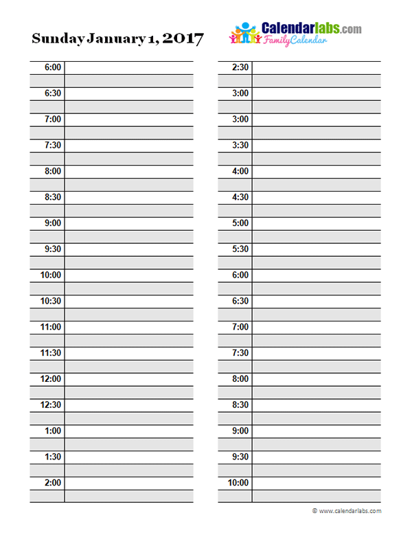 2017 Daily Planner Template Free Printable Templates