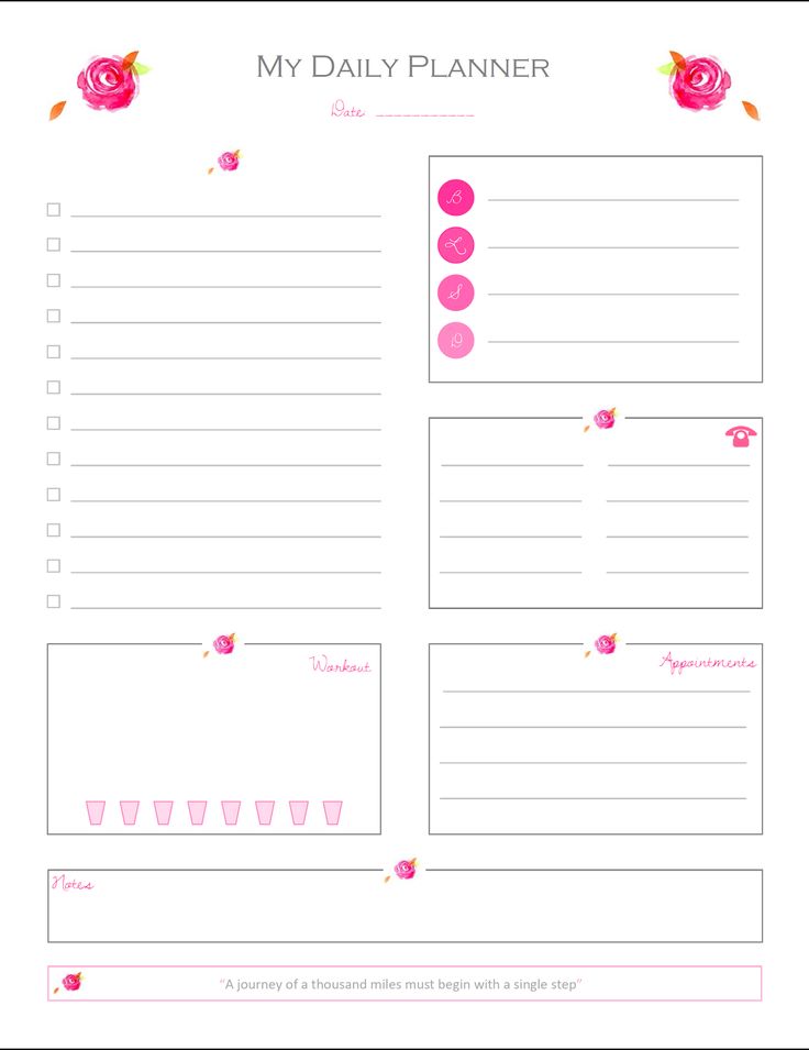 Daily planner printable ideas on Pinterest