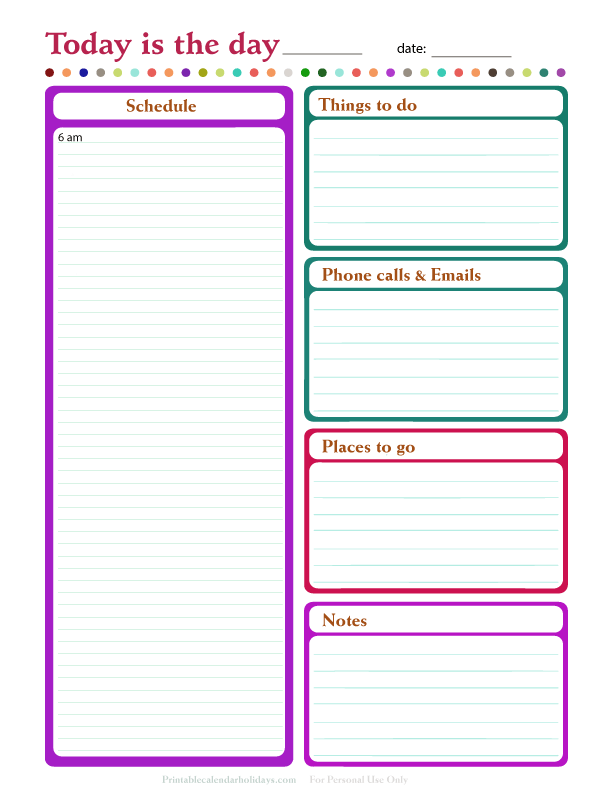Daily Planner Template Free Printable Daily Planner for PDF 