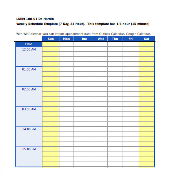 Daily Planner Template Word Excel PDF