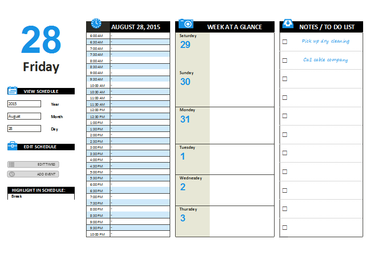 Daily & Weekly MS Word Planner Templates | Office Templates Online