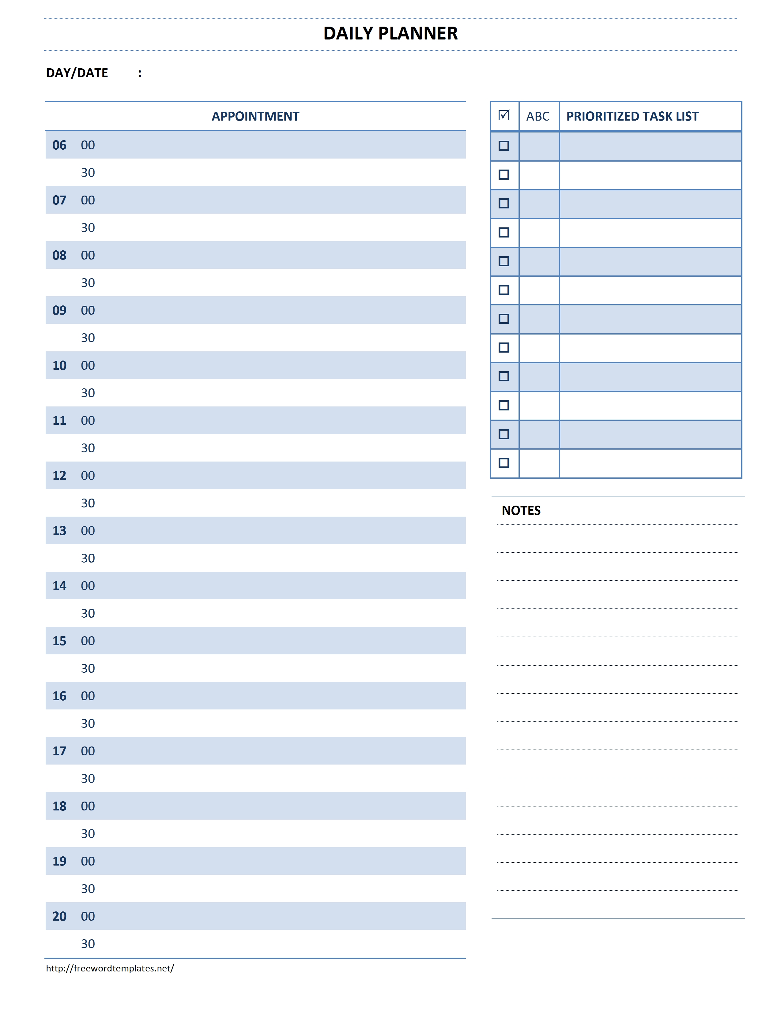 Daily Planner Template Free Printable Daily Planner for Excel