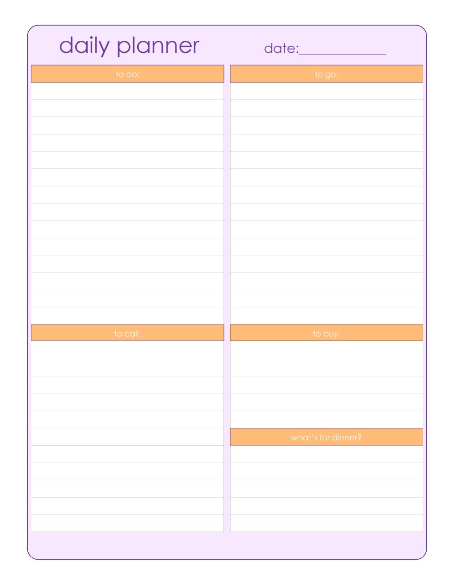 Daily Planner Template 26+ Free Word, Excel, PDF Document | Free 