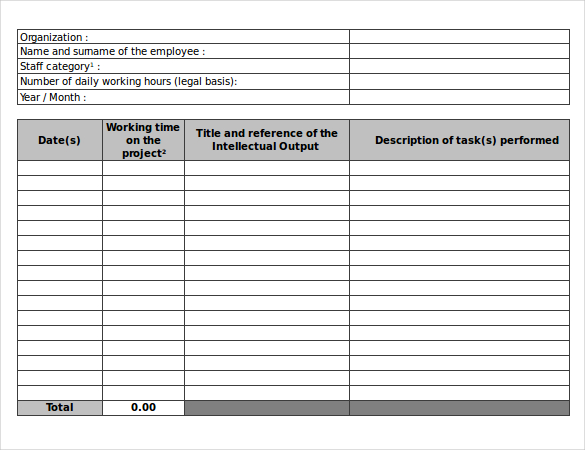 Daily Timesheet Template 10+ Free Download for PDF , Excel Daily Timesheet Template 10+ Free Download for PDF , Excel