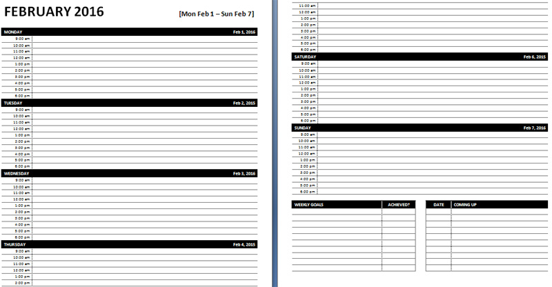 Daily Planner Template Word Excel PDF