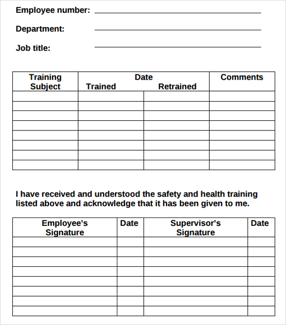 Training Log Template.Employee Training Log. | Scope Of Work 