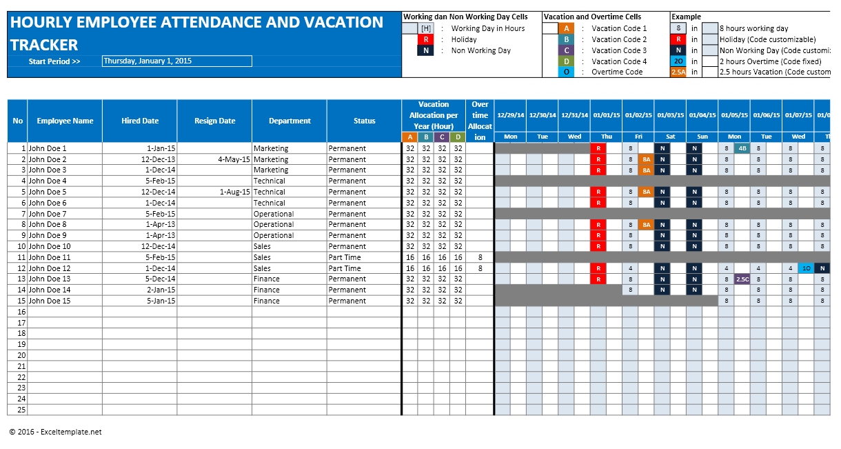 Calendar Vacation Planner Vacation Planner 2016 Excel Templates 