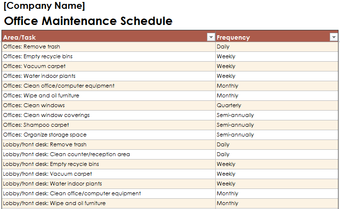 Maintenance Schedule Template – 20+ Free Word, Excel, PDF Format 