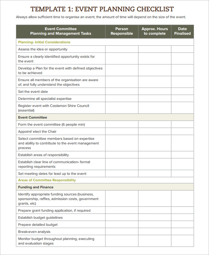 Event Checklist Template 11+ Free Word, Excel, PDF Documents 