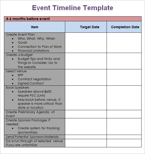 9+ Event Timeline Templates – Free Sample, Example, Format 