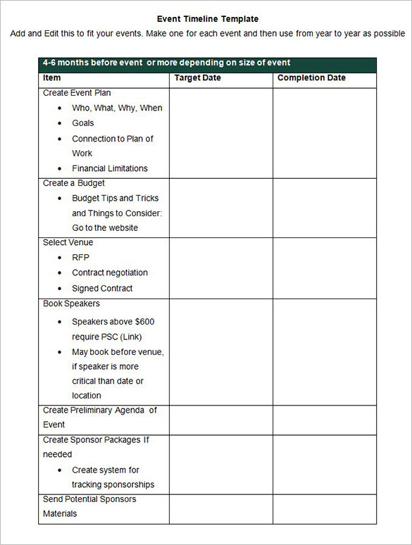 9+ Event Timeline Templates – Free Sample, Example, Format 