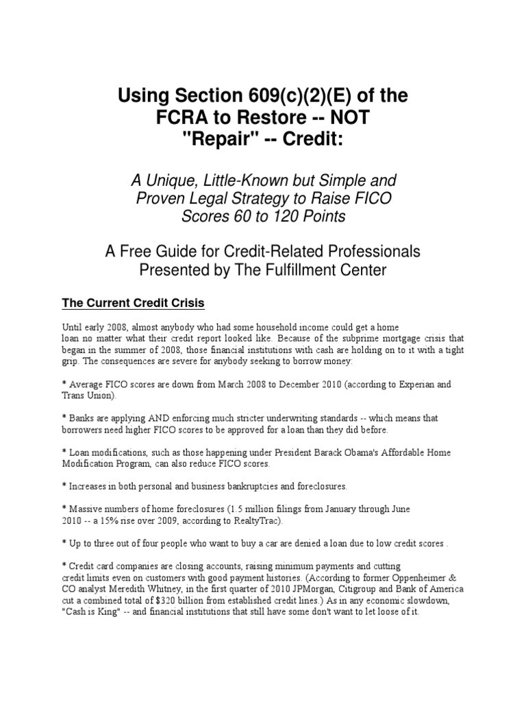 FCRA Section 609 Disclosures to Consumers