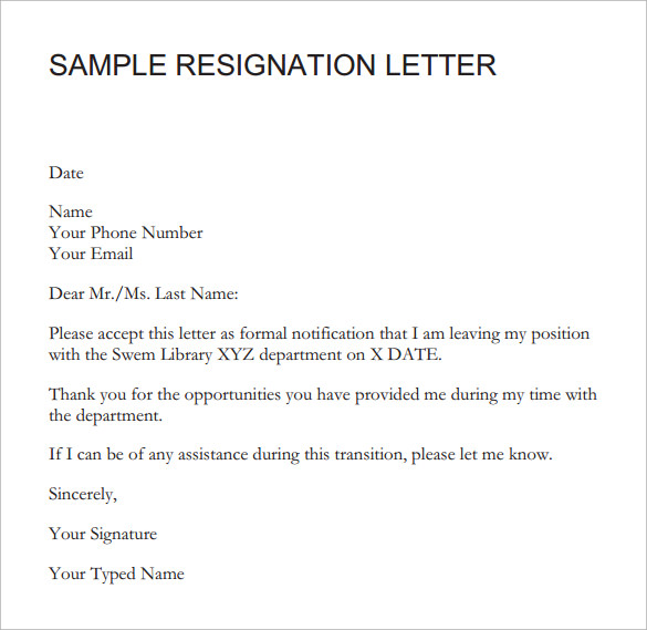 Employment Resignation Letter. Letter Of Resignation Samples 